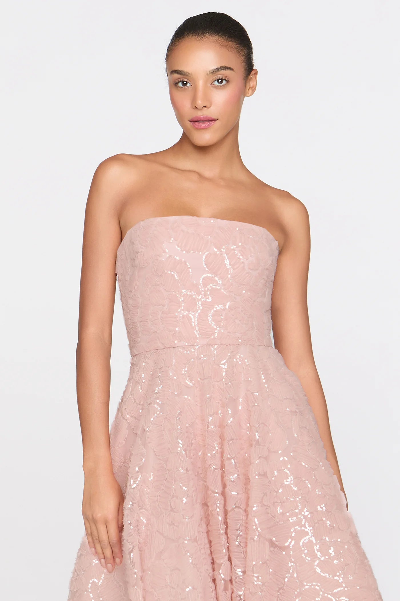 Theia Selina Strapless Cocktail Powder Blush