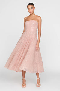 Theia Selina Strapless Cocktail Powder Blush