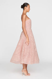 Theia Selina Strapless Cocktail Powder Blush