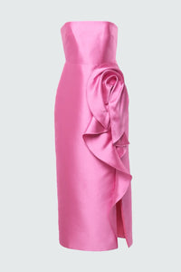 Theia Marla Sculptural Drape Dress Sunlit Pink