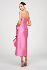 Theia Marla Sculptural Drape Dress Sunlit Pink