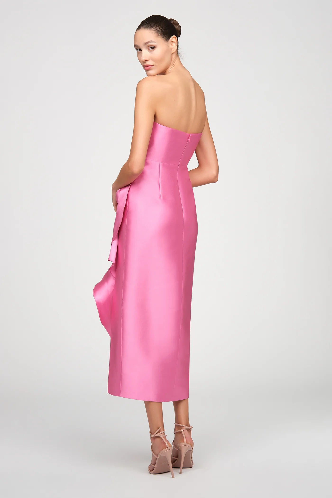 Theia Marla Sculptural Drape Dress Sunlit Pink