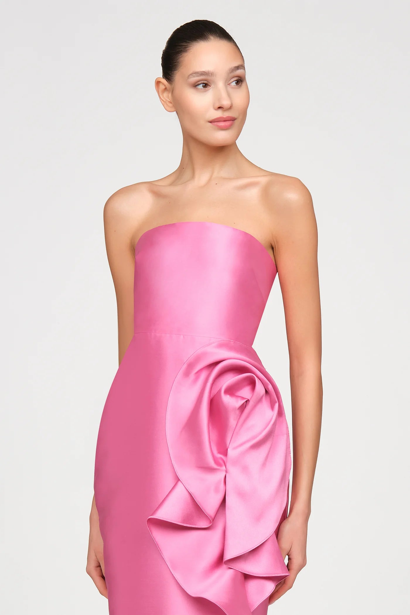 Theia Marla Sculptural Drape Dress Sunlit Pink