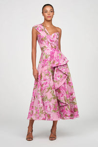 Theia Zanthe Tea Length Dress Opera Mauve