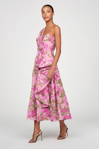 Theia Zanthe Tea Length Dress Opera Mauve