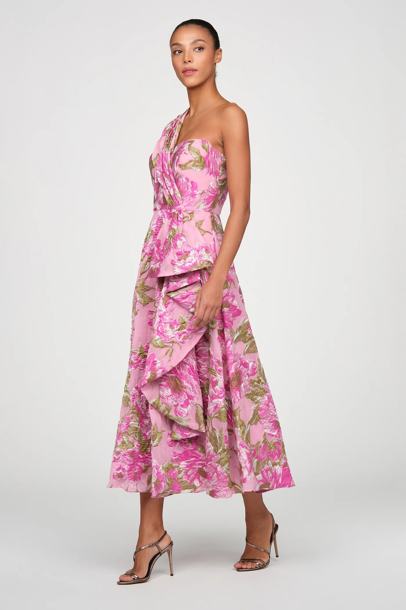 Theia Zanthe Tea Length Dress Opera Mauve