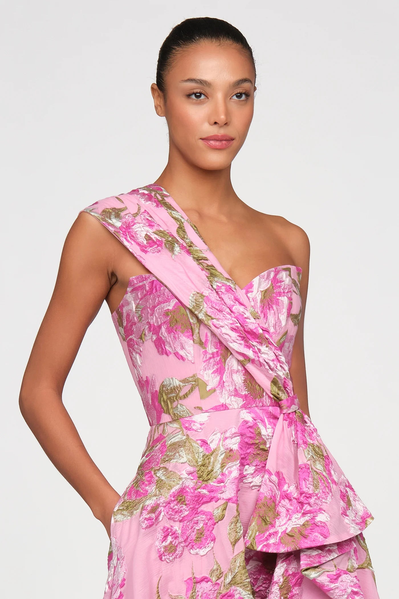 Theia Zanthe Tea Length Dress Opera Mauve