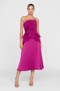 Theia Victoria Draped Rose Cocktail Sangria Dress