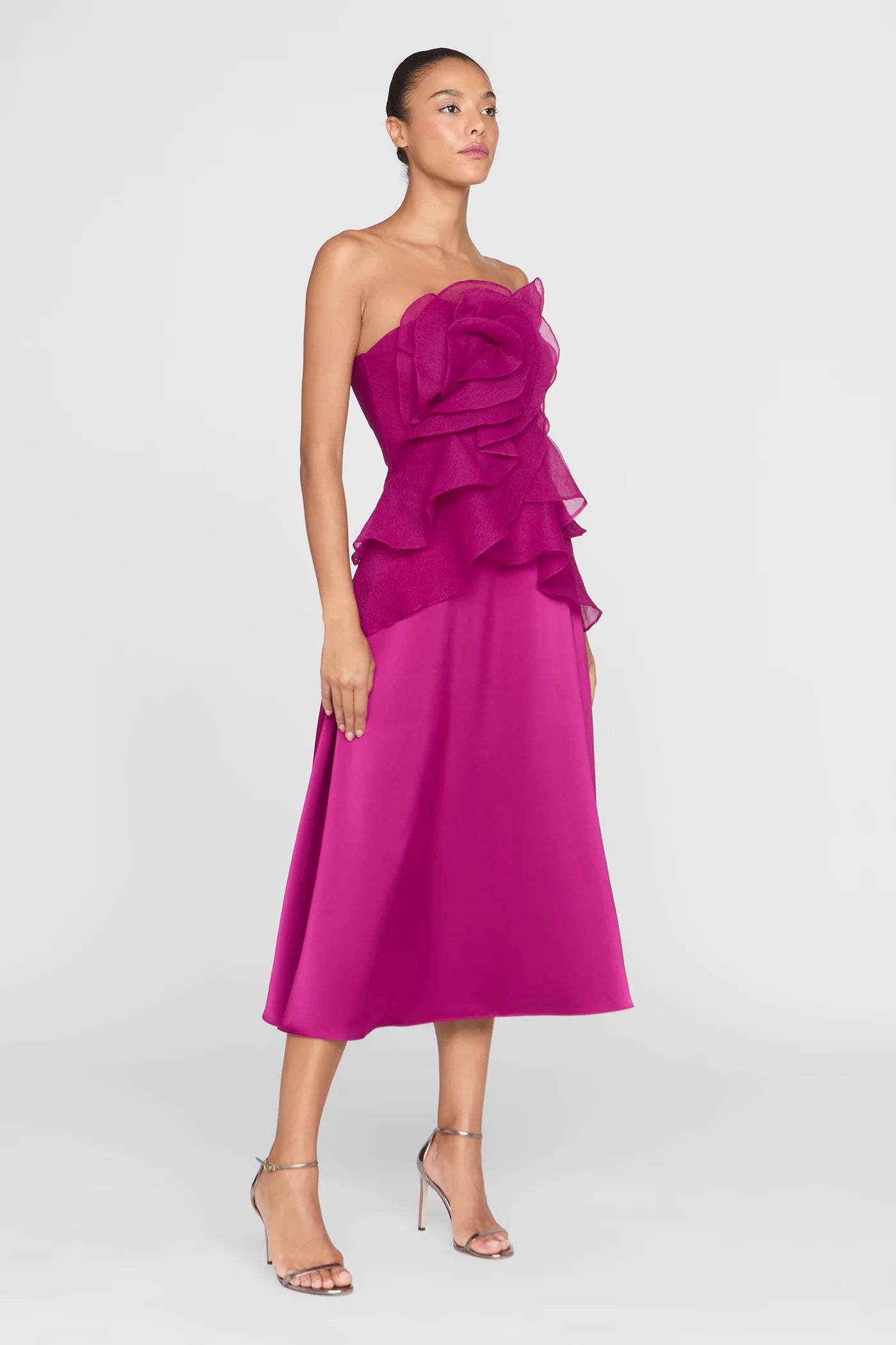 Theia Victoria Draped Rose Cocktail Sangria Dress