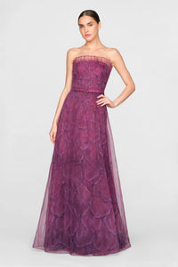 Theia Ivana Organza Printed Gown Petal Obscura
