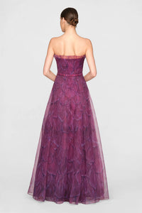 Theia Ivana Organza Printed Gown Petal Obscura