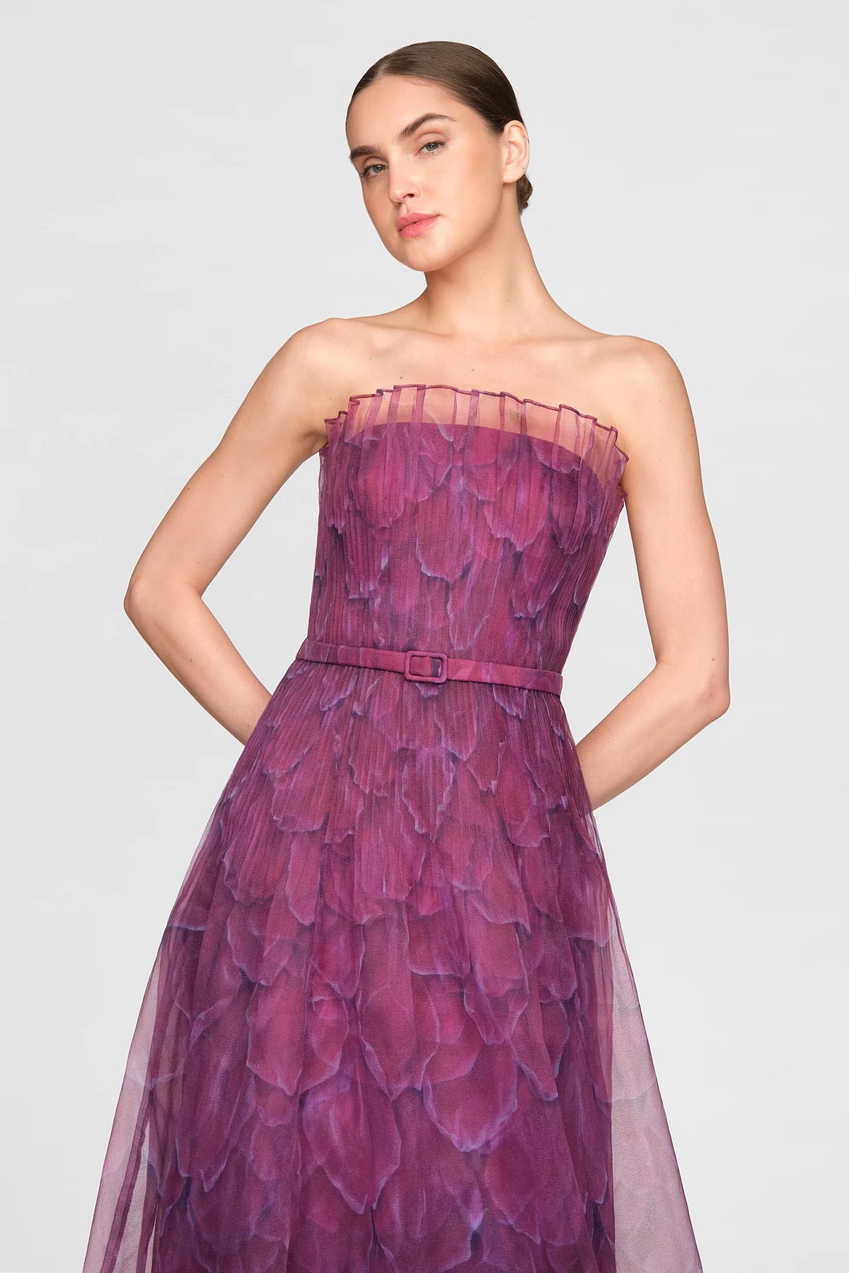 Theia Ivana Organza Printed Gown Petal Obscura