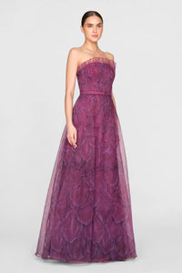 Theia Ivana Organza Printed Gown Petal Obscura