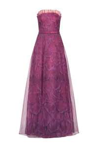 Theia Ivana Organza Printed Gown Petal Obscura