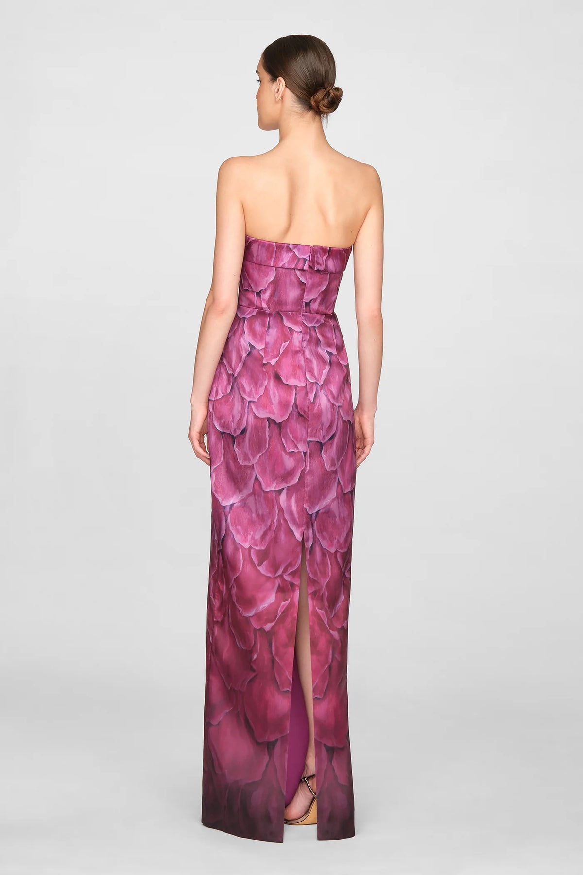 Theia Cleo Strapless Column Gown Petal Obscura