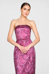 Theia Cleo Strapless Column Gown Petal Obscura