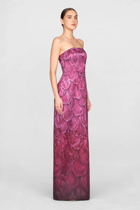 Theia Cleo Strapless Column Gown Petal Obscura