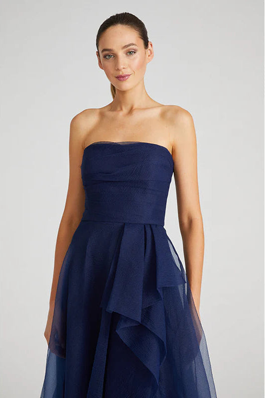 Theia Couture Teresa Strapless Draped Gown