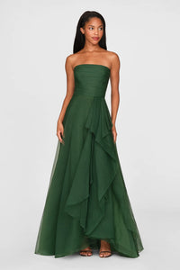 Theia Teresa Strapless Draped Gown Thorn