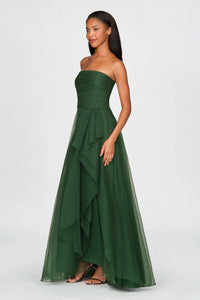 Theia Teresa Strapless Draped Gown Thorn