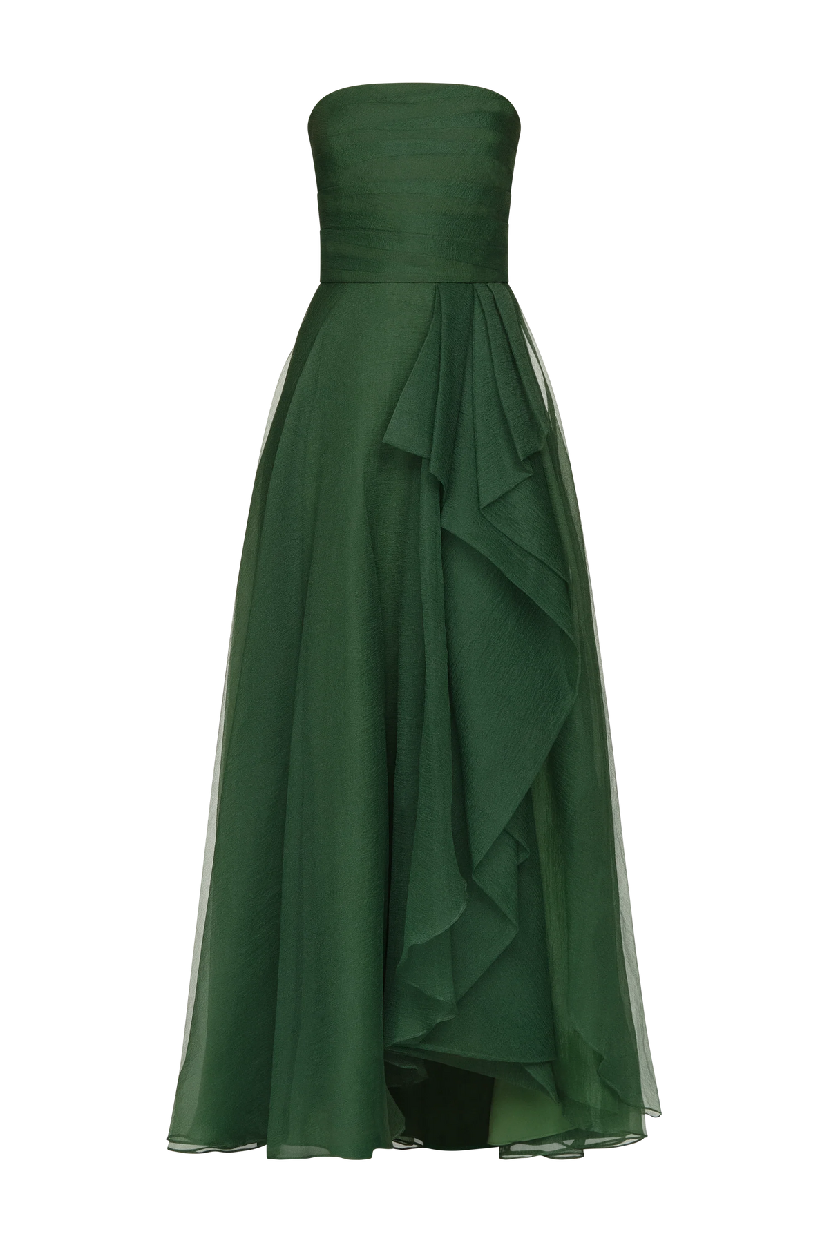 Theia Teresa Strapless Draped Gown Thorn
