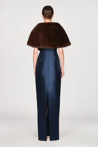 Theia Ayana Faux Mink Cape Mahogany