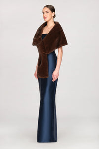 Theia Ayana Faux Mink Cape Mahogany
