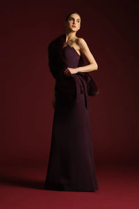 Theia Kay Faux Fox Asymmetric Stole Velvet Fig
