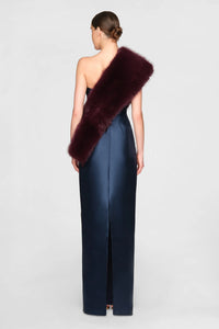 Theia Kay Faux Fox Asymmetric Stole Velvet Fig