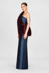Theia Kay Faux Fox Asymmetric Stole Velvet Fig