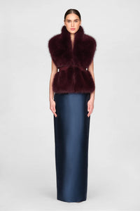 Theia Kay Faux Fox Asymmetric Stole Velvet Fig