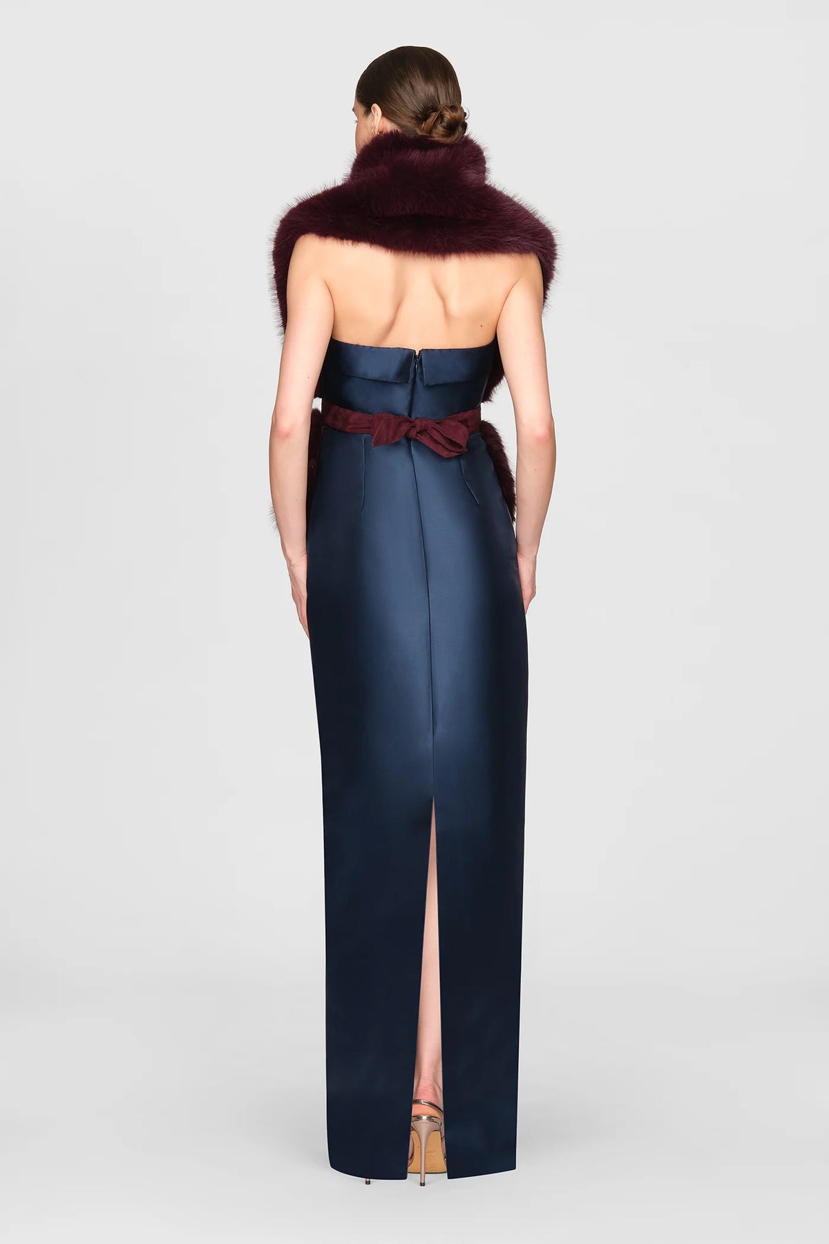 Theia Kay Faux Fox Asymmetric Stole Velvet Fig