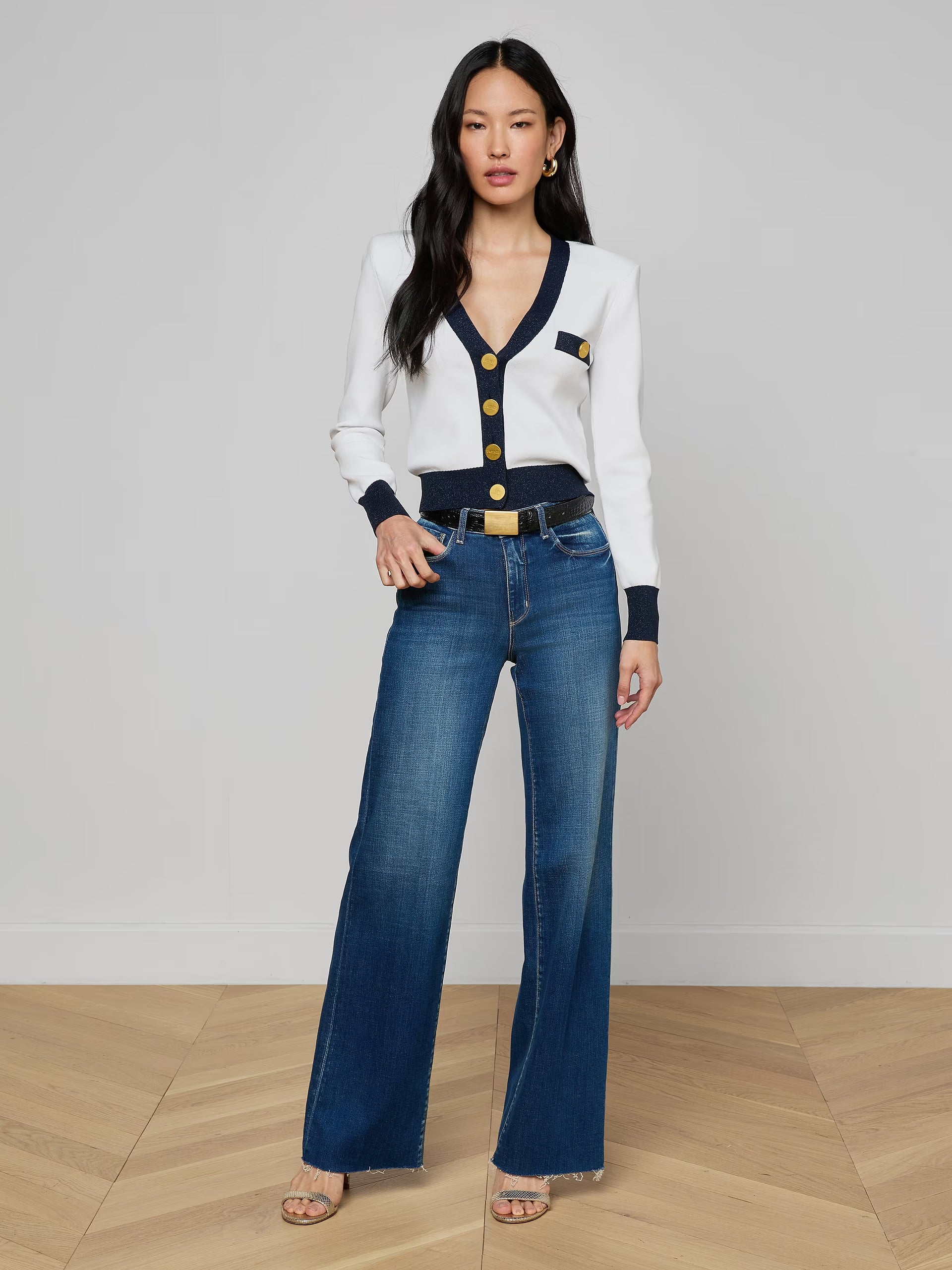 L'Agence Taya Cardigan White/Midnight