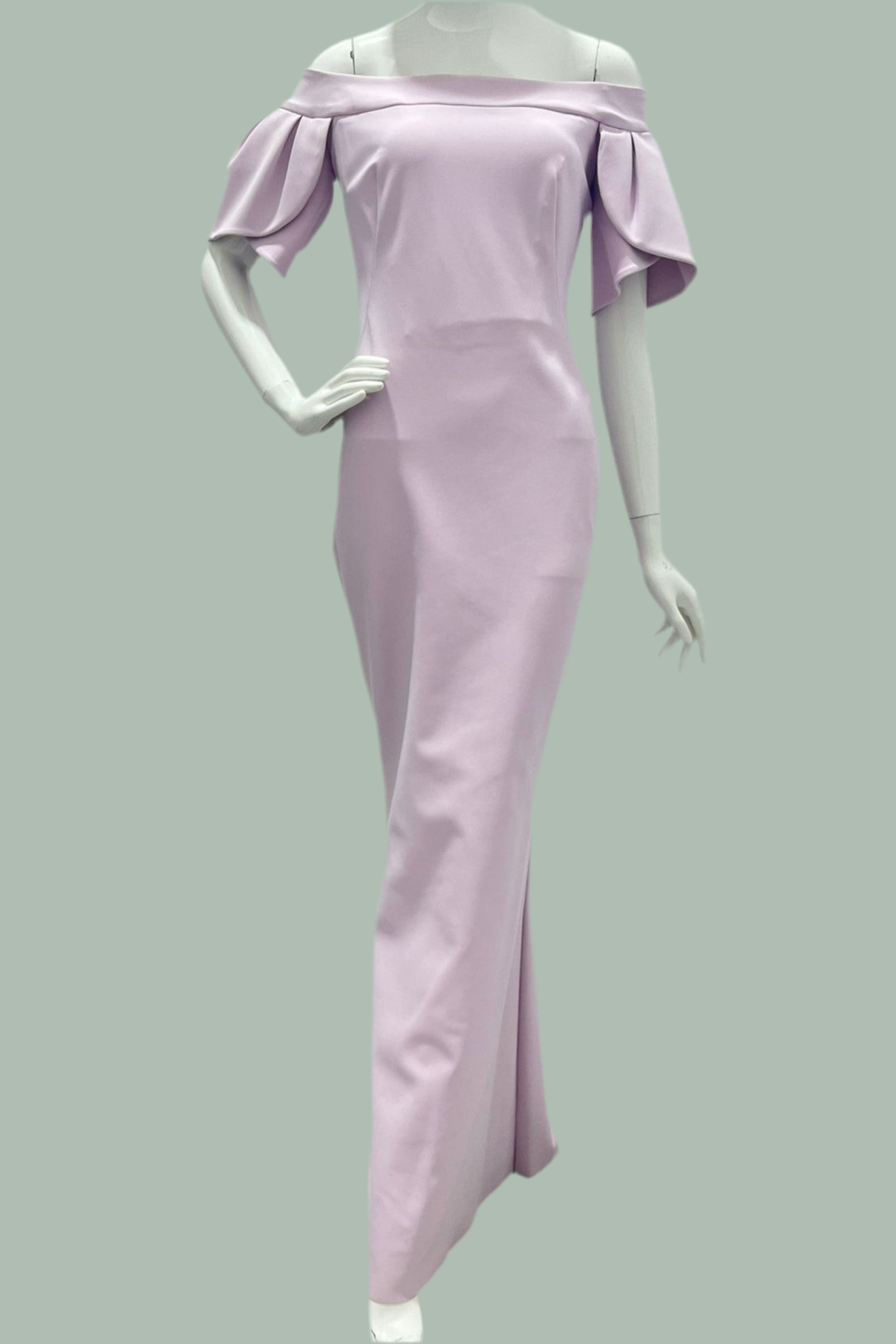 Frascara Off the Shoulder Tulip Sleeve Stretch Gown