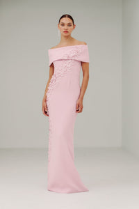 Catherine Regehr Off Shoulder Gown with Floral Bodice