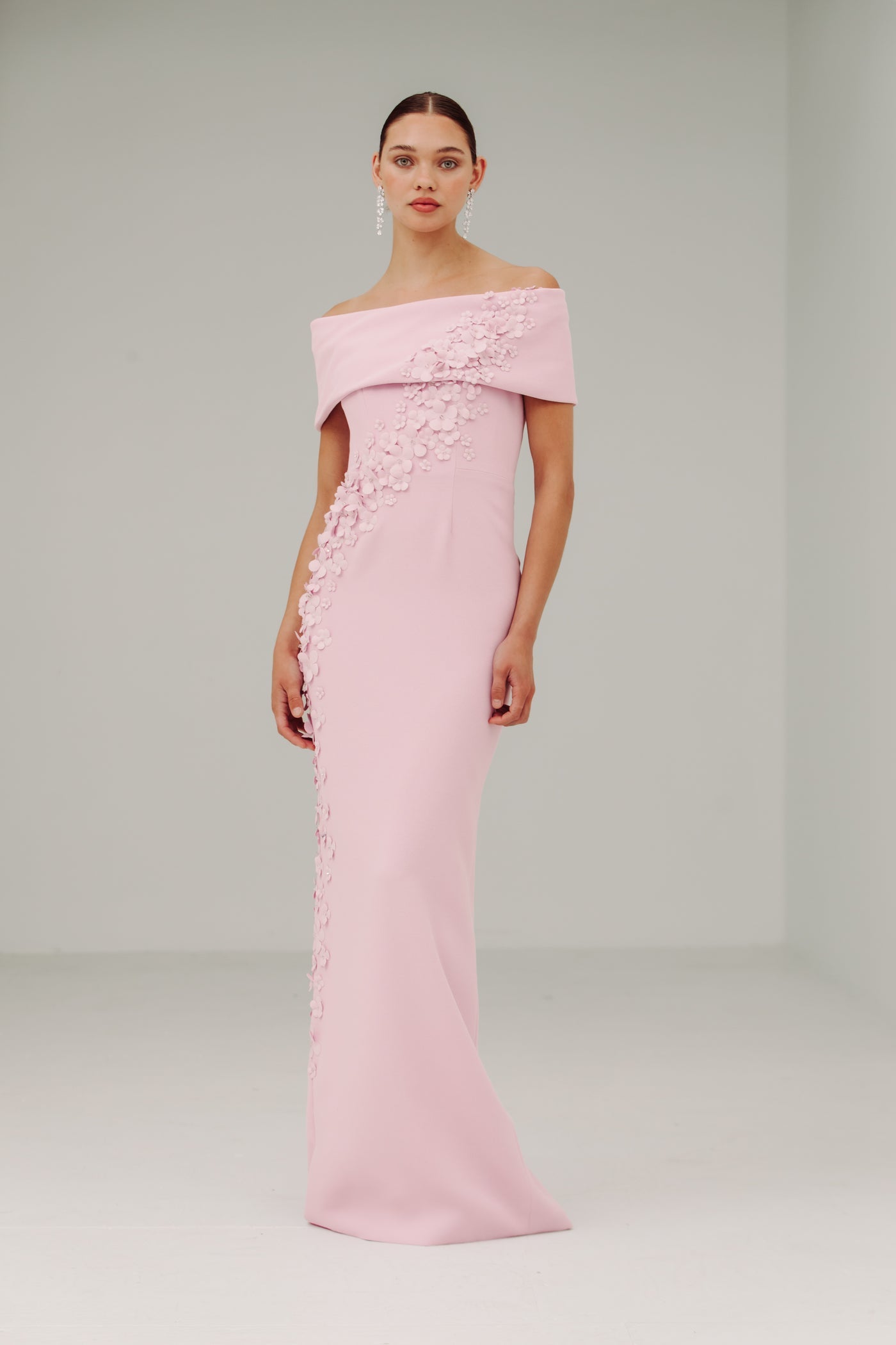 Catherine Regehr Off Shoulder Gown with Floral Bodice
