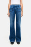 Cambio Aimee Patched Pocket Wide-Fit Long Jeans