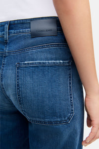 Cambio Aimee Patched Pocket Wide-Fit Long Jeans