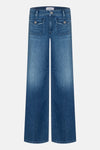 Cambio Aimee Patched Pocket Wide-Fit Long Jeans