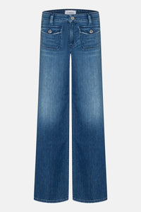 Cambio Aimee Patched Pocket Wide-Fit Long Jeans