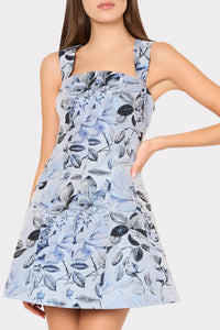 Milly Elodie Jacquard Mini Dress Blue/Navy