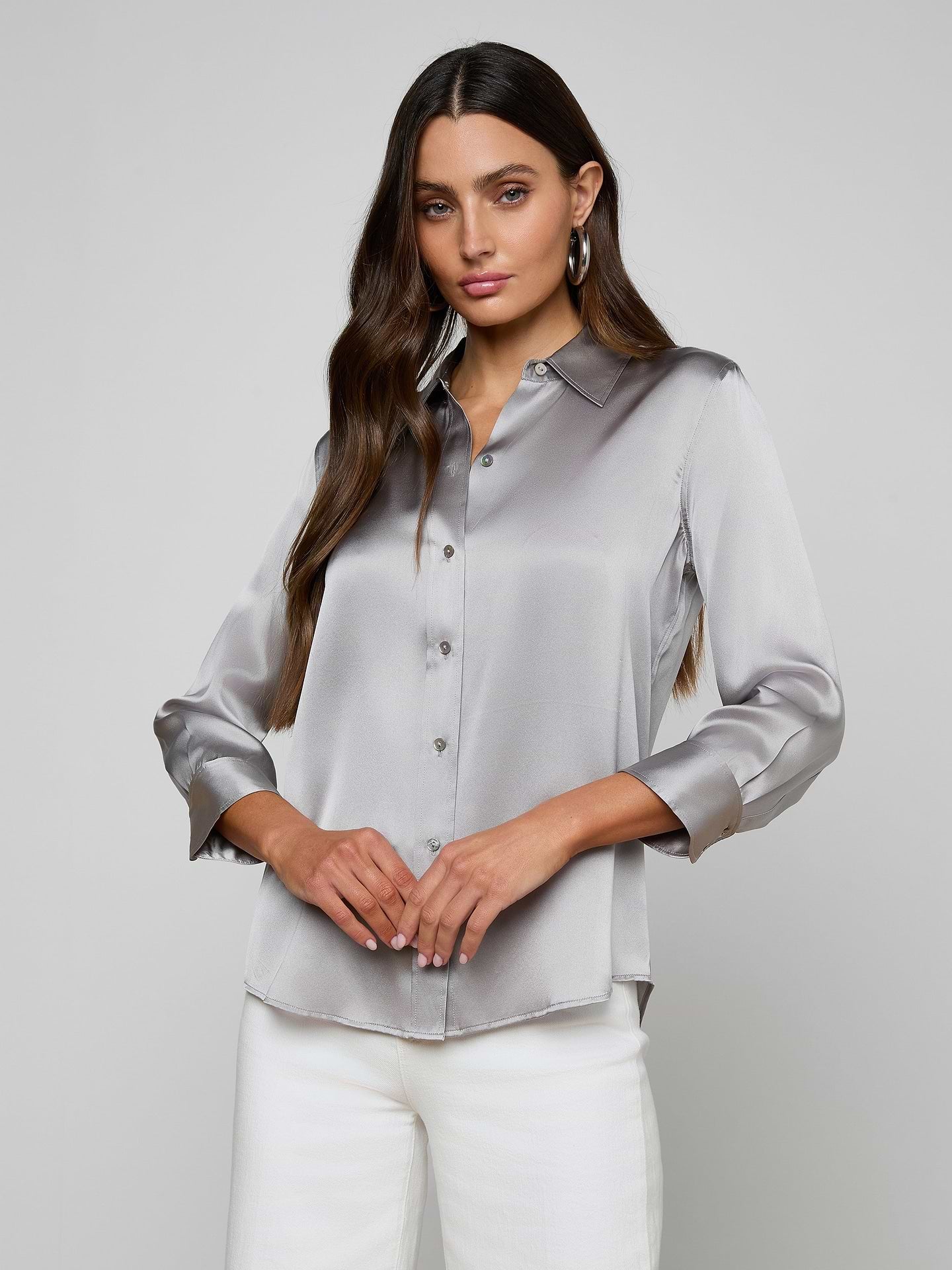 L'Agence Dani 3/4 Sleeve Blouse Light Pewter