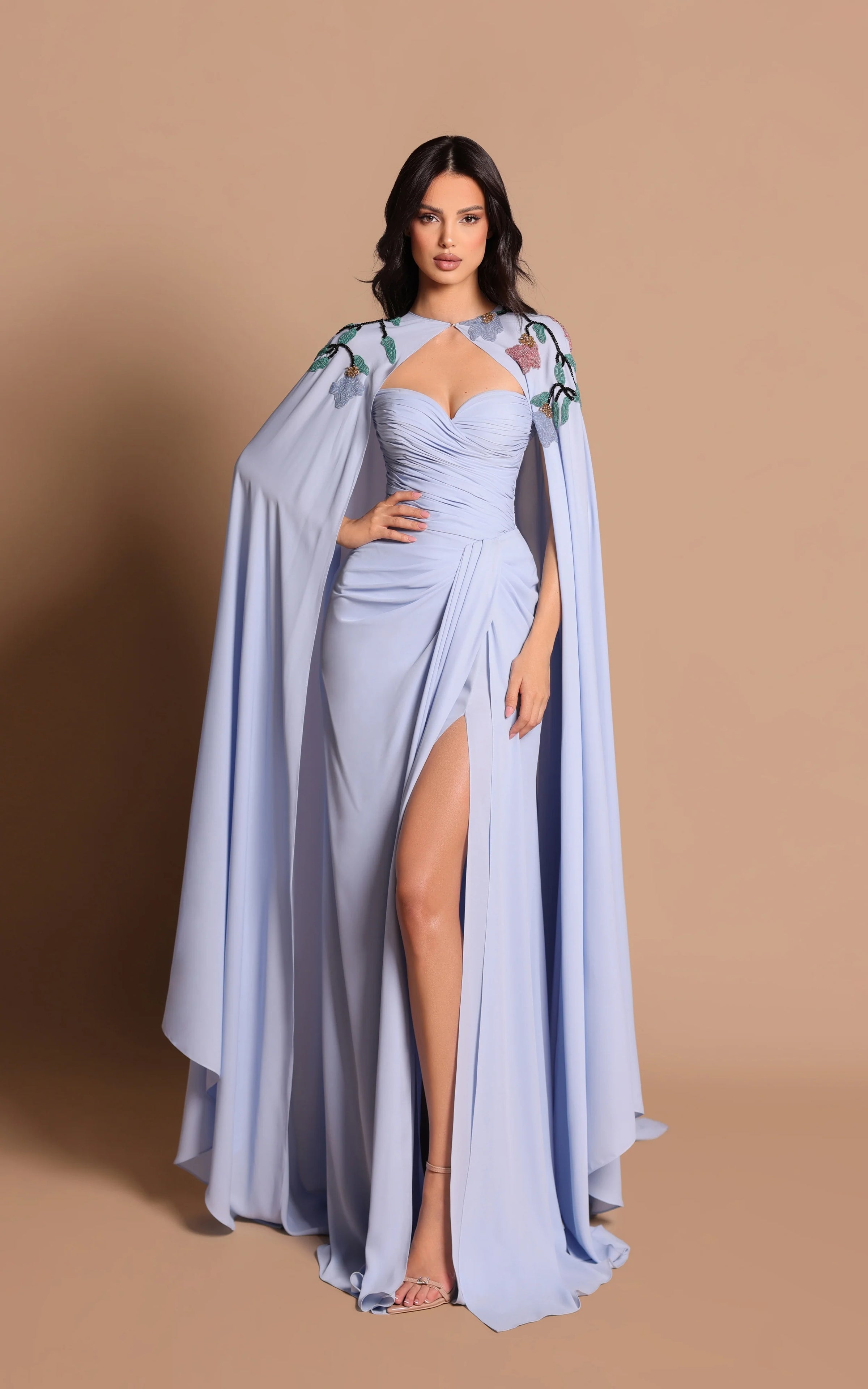 Tarik Ediz Gertie Gown w/ Cape