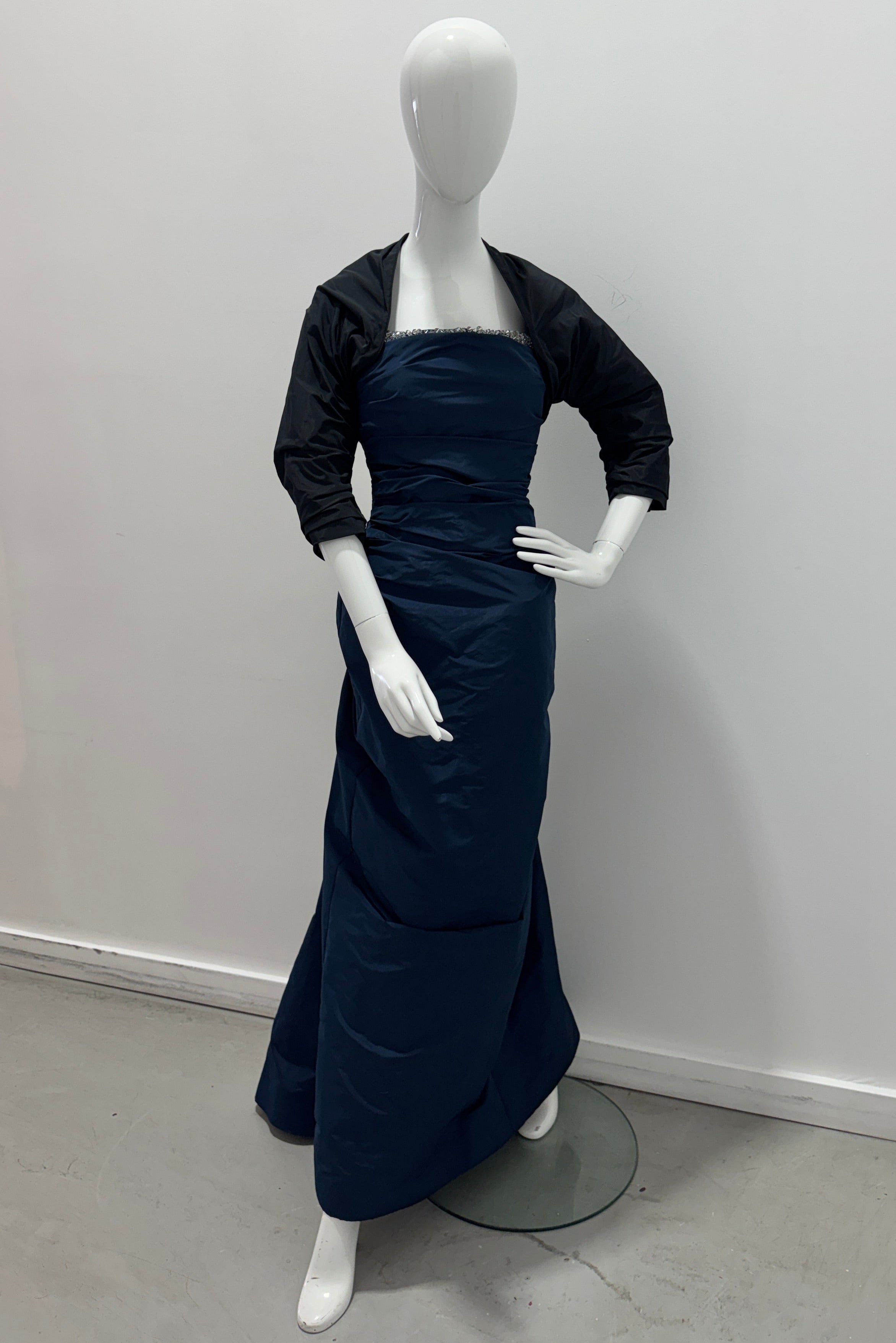 Catherine Regehr Draped 3/4 Sleeve Shrug Borelo Navy/Black