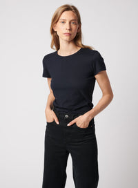 T-shirt à col rond et manches courtes Majestic Soft Touch Marine