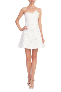 Badgley Mischka A Line Laser Mini Dress Light Ivory