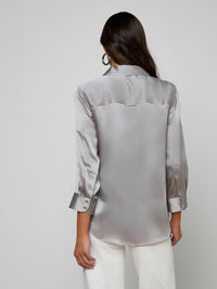 L'Agence Dani 3/4 Sleeve Blouse Light Pewter