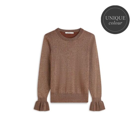 Summum Trumpet Sleeve Sweater Lurex Knit - Toffee