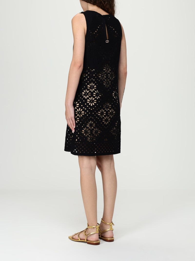 Robe courte en crochet à fleurs Twinset