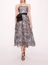 Marchesa Notte Iris cutworm Midi Fit and Flare w/ side bow Dress